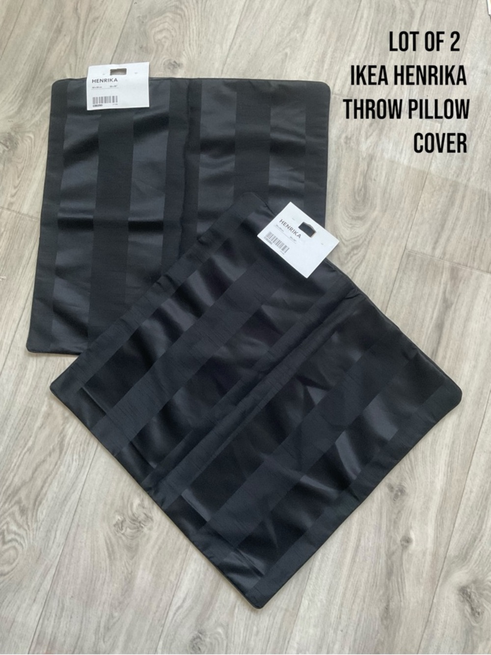 IKEA Henrika Black Striped Throw Pillow Covers - Set of 2